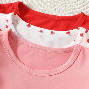 Camiseta Deportiva Informal de Verano para Niñas, de Punto, Lisa, de Manga Corta, Cuello Redondo, de Poliéster/Algodón, Cómoda, de Secado Rápido, Transpirable, con Estampado - Product Image 4