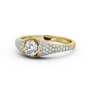Diamant cultivé en laboratoire certifié GIA Bague de fiançailles et de mariage en forme de dôme en or jaune Cadeau d'anniversaire pour femme au prix de gros - Product Image 1