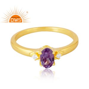 Venta caliente 925 plata esterlina 18K chapado en oro Natural Cz y alejandrita anillo de piedras preciosas Demi joyería fina para mujer regalo para ella - Product Image 3