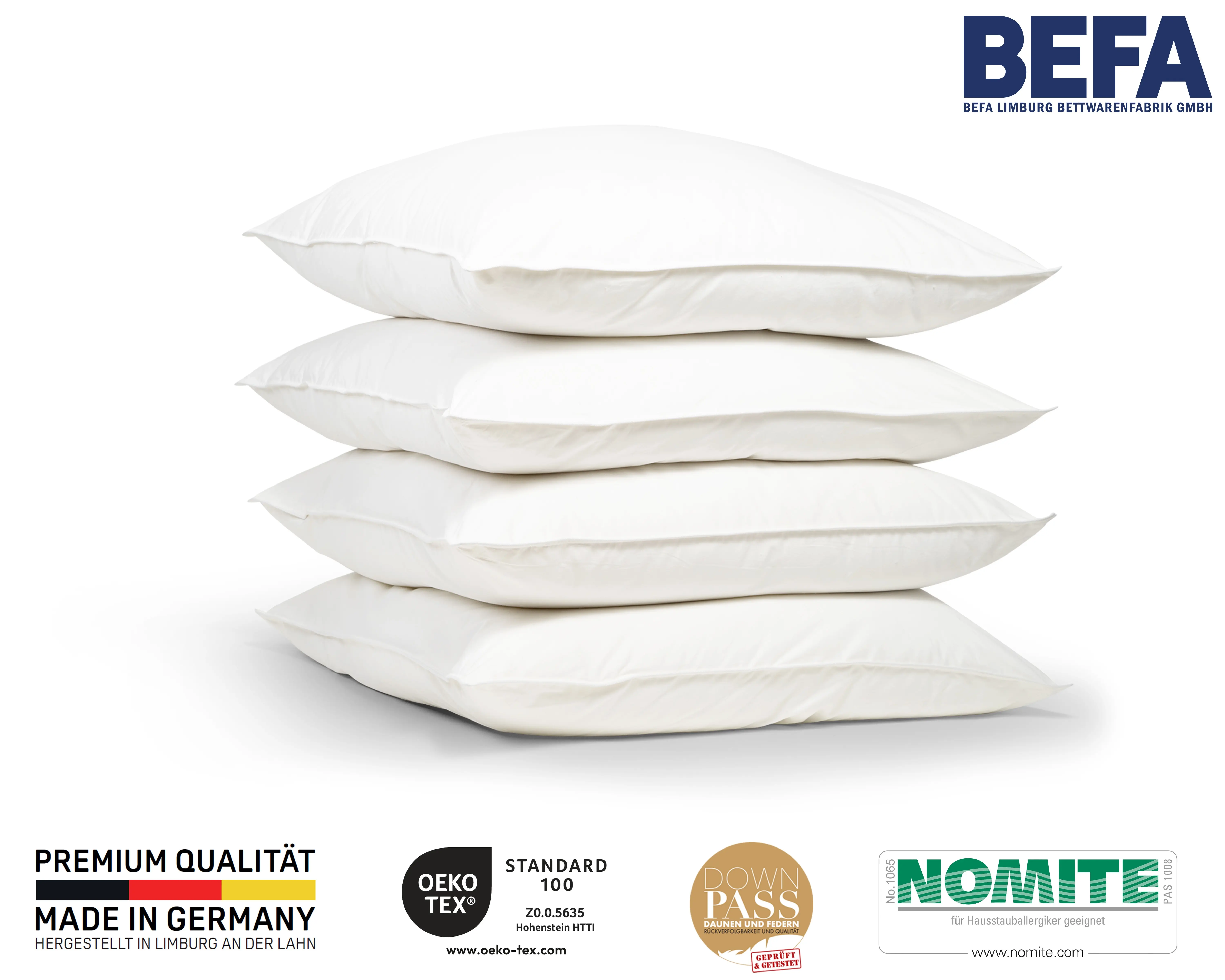 Penjualan mewah terbaik putih 3 ruang bantal bulu angsa 90% Bawah 60x80cm untuk tidur buatan Jerman