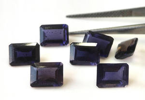 Pierre précieuse en vrac à facettes taillées en octogone d'iolite naturelle en gros 3x5mm-7x9mm bleu pour la fabrication de bijoux - Product Image 3