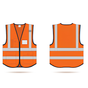 High Visibility Cotton Vest Safety Reflective Construction Unisex <b>Hi</b> Vis Orange Yellow Lime Green Pink Blue Black Mesh Pockets - Product Image 3