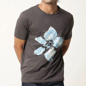 Camiseta de Algodón para Hombre, Corte Ajustado, con Estampado Floral, Cuello Redondo, Manga Corta, Estilo Casual - Product Image 5