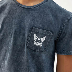 เสื้อยืดสีพื้นสำหรับผู้ชายเสื้อสีพื้นเสื้อซักกรดสำหรับผู้ชายดีไซน์ใหม่ล่าสุดแนวสตรีท - Product Image 5