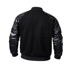 <b>Men</b> Varsity <b>Baseball</b> <b>Jacket</b> Cotton Blend Letterman <b>Jacket</b> with Faux Leather Sleeve Bomber Coat - Product Image 2