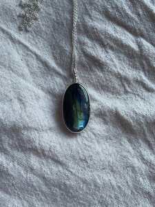 Handcrafted Eco-Friendly Labradorite <b>Necklace</b> with Gold Plated <b>Boho</b> Style Sterling Silver Gemstone Pendant for Engagement Gift - Product Image 3