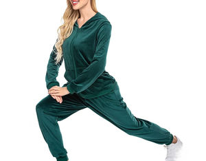 Venta caliente conjunto de dos piezas 100% chándal recortado de algodón con capucha ropa de mujer sostenible chándal recortado para mujer - Product Image 6