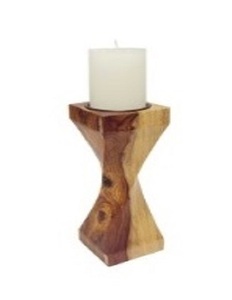 Candelero de madera de diseño elegante para sala de estar, soporte de vela de madera clásico hecho a mano decorativo para mesa de restaurante - Product Image 1