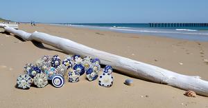 Set of 25 Hand Painted Blue and White Ceramic Modern Kitchen & Bathroom Cabinet Drawer <b>Handles</b> and Knobs - Product Image 6