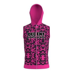เสื้อฮู้ดแขนกุดลายพรางสีชมพูแบบมีซิปสำหรับผู้ชาย สไตล์สปอร์ต ทรงปกติ เหมาะสำหรับฤดูร้อน - Product Image 3