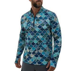 Jersey de Pesca de Manga Larga para Hombre, Calidad Premium, con Cierre de 1/4, Secado Rápido, Transpirable, Spandex/Poliéster, UPF 50, Tallas Grandes - Product Image 1