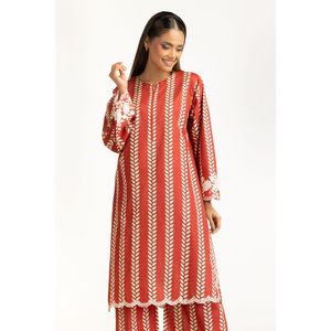 Conjunto de 2 Piezas para Mujer, Estilo Bohemio, Color Rojo Metálico, Estampado Cambric, Shorts por Encima de la Rodilla, Disponible en Tallas XS a 2XL, para Primavera/Verano - Product Image 3