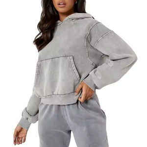 Sweat à capuche vintage en coton avec logo personnalisé, vente en gros, sweat à capuche en molleton français, sweat à capuche populaire pour femmes, sweat à capuche délavé à l'acide - Product Image 1