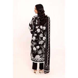 Traje de 3 Piezas Negro para Mujer, Sin Costuras, Hecho de Muselina, con Estampado Digital - Product Image 6