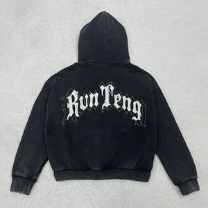 เสื้อครอปซิป280gsm ผู้ชายผ้าปักลายวินเทจผ้าซักกรด100% บ็อกซี่สำหรับฤดูหนาวผลิตตามสั่ง - Product Image 5