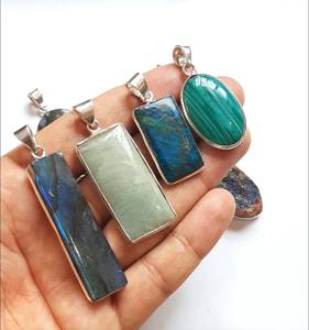 Pendentif en pierre de tigre œil roulé fait à la main, argent sterling plaqué or, vintage, multicolores, bijoux pour cadeau de fête des mères - Product Image 5