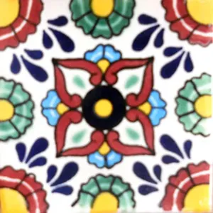 Hecho a mano 90 azulejos mexicanos Talavera cerámica pared acento de México colección C090 - Product Image 1