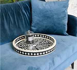 Stylish Mother of Pearl Inlay Resin Luxury Serving Tray Handcrafted in India Wholesale Price Home Hotels Decorative Serving Tray - Product Image 5