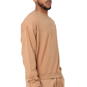 Sweat-shirt à col rond uni blanc pour hommes de taille américaine Hip Hop Streetwear Sweats à capuche en coton à col rond pour hommes vente en gros - Product Image 4