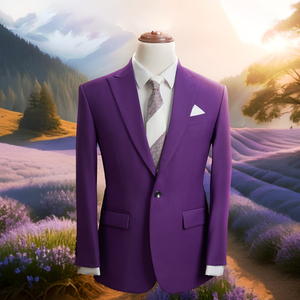 Traje de dos piezas para hombre a la moda de lujo para hombre, traje morado de ensueño a medida, chaqueta y pantalones, colección de colores naturales de Vietnam - Product Image 1