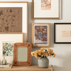 Miroir mural rectangulaire en rotin en gros, cadre en osier, miroir suspendu en rotin naturel décoratif pour salon, chambre à coucher, décoration intérieure - Product Image 4