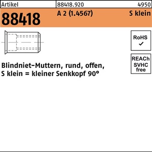 Tuerca Remachable Ciega R 88418 SEKO M6 0.25-3.5 A2 Paquete de 250 Piezas - Product Image 1