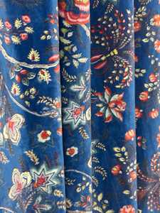 Cortina de terciopelo de algodón floral azul verdoso, cortinas boho, tamaño personalizado, terciopelo de algodón de alta calidad para la decoración de tu hogar - Product Image 1