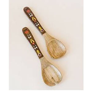 Juego de ensalada y tenedor de madera hecho a mano con diseño tallado perfecto para un elegante Uso de cocina y comedor ecológico - Product Image 2