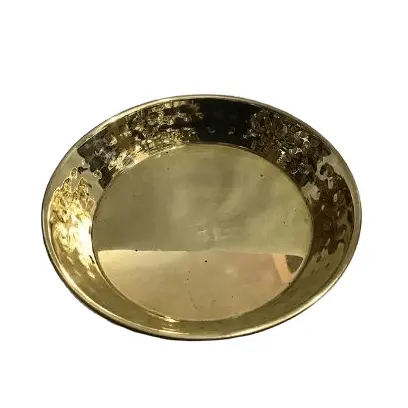 Bandeja de metal em relevo para bandeja de casamento e noivado, bandeja redonda de ouro vintage para joias pequenas