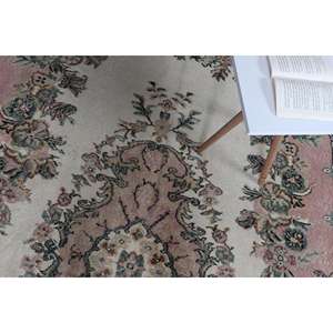 Alfombra Turca de 5.4x9.4 pies, Alfombra Grande Vintage, Alfombra de Lana con Bordes Marrones y Rosas - Product Image 5