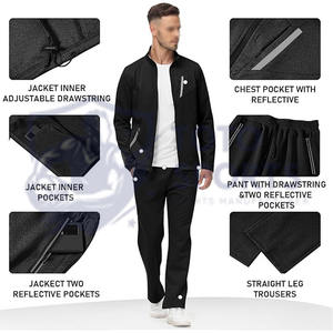 Conjunto Deportivo Ligero, Cómodo, Ajustado, Transpirable, del Mejor Proveedor, Chaqueta y Pantalones con Cremallera Personalizados para Hombre, para Todas las Temporadas - Product Image 4