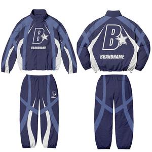 ชุดวิ่งออกกำลังกายแฟชั่นสำหรับผู้ชายเสื้อกันลมและกางเกงวอร์มผ้าไนลอนแบบรูดซิปโลโก้ออกแบบได้ตามต้องการ - Product Image 4