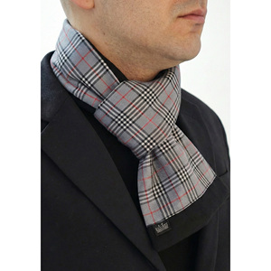 Chal de lana de doble cara para hombre, bufanda tejida a cuadros en gris, negro, blanco y rojo - Product Image 1