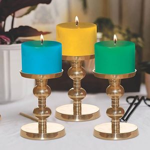 Portavelas de fundición pesada dorada, portavelas de lujo chapado en oro de alta calidad, candelabro de moda hecho a mano - Product Image 5
