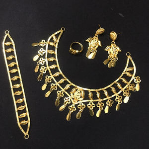 Classic Imitation Vintage USA France Style Copper Jewelry <b>Set</b> Includes Necklace Earrings <b>Bangles</b> - Product Image 1