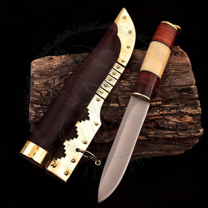 Lame en acier à haute teneur en carbone forgée à la main professionnelle couteau Viking traditionnel couteau Birka médiéval manche en bois de Rose avec couvercle - Product Image 1