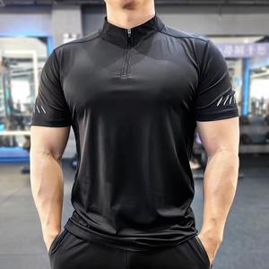 เสื้อกีฬามีซิปสำหรับผู้ชายเสื้อยืดรัดรูปแห้งเร็วเสื้อเข้ารูปเข้ารูปเข้ารูปเสื้อ1/4เข้ารูปพิมพ์โลโก้ได้ตามต้องการ - Product Image 6