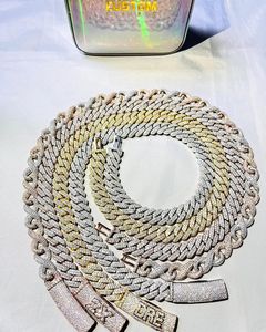 <b>VVS</b> <b>Diamond</b> 2rows 8mm 10mm 12mm 14mm S925 Silver Gold Plated Peace Cuban Link <b>Chain</b> Necklace - Product Image 2