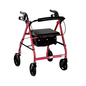 Üretim çift fren sistemi 4 tekerlekler Stand Up katlanır rollator walker engelli yaşlı insanlar için