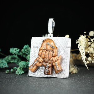 Pendentif personnalisé en forme de mains de famille, bijoux avec nom personnalisé, argent sterling 925, émail, diamant moissanite, pendentif rond brillant - Product Image 2