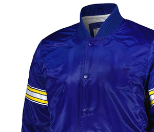 Veste en satin royal de haute qualité pour hommes avec col montant produit brodé régulier d'hiver - Product Image 4