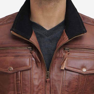 Veste d'hiver classique en cuir véritable durable, col montant, respirante, confortable, élégante, style streetwear décontracté pour hommes et femmes - Product Image 4