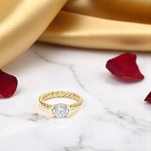 Anillo de compromiso de diamante redondo cultivado en laboratorio de 2,00 quilates Premium en oro sólido premium y Plata de Ley 925 para mujer - Product Image 1