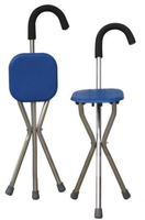 Canne de marche pliante triangulaire avec siège et accessoires de rééducation
