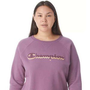 Sudadera con capucha Champion Powerblend Logo Boyfriend para mujer, morada, talla 3X, anti-bolitas, para otoño - Product Image 3