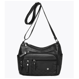 Sac à bandoulière multifonctionnel rétro en PU pour femmes, grande capacité, fermeture éclair, mode décontractée, sac à main pour le travail - Product Image 5