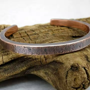 Copper Bracelet Antique Wide Cuff Beautiful Design Channel Magnet Clasp Bela Artisan Religious Style <b>Eco</b>-Friendly Wedding Favors - Product Image 4