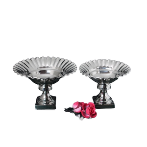 Vente chaude Double Tone Salade Fruits Chocolat Noix Servir Plat En Métal Bol Moderne Tous Les Jours Cuisine Fête De Mariage Assiette Décorative - Product Image 1