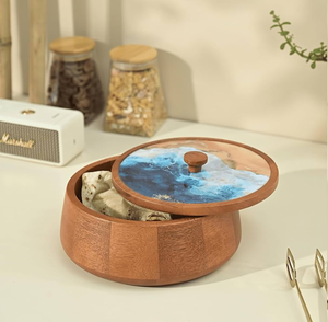 กล่องชาปาติทำจากไม้ที่อุดมไปด้วยลายดอกซากุระสีชมพูสวยงามบนฝามีจำหน่ายในราคาขายส่ง - Product Image 4