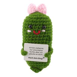 Vegetable Buddies Adorable Figura de Pepino de Ganchillo con Lazo, Accesorios para Plantas de Estilo Lindo - Product Image 1
